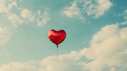 Fototapeta premium Valentine banner background of heart shape balloon in the air