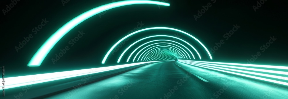 Poster abstract green light trails create a motion blur effect in the dark