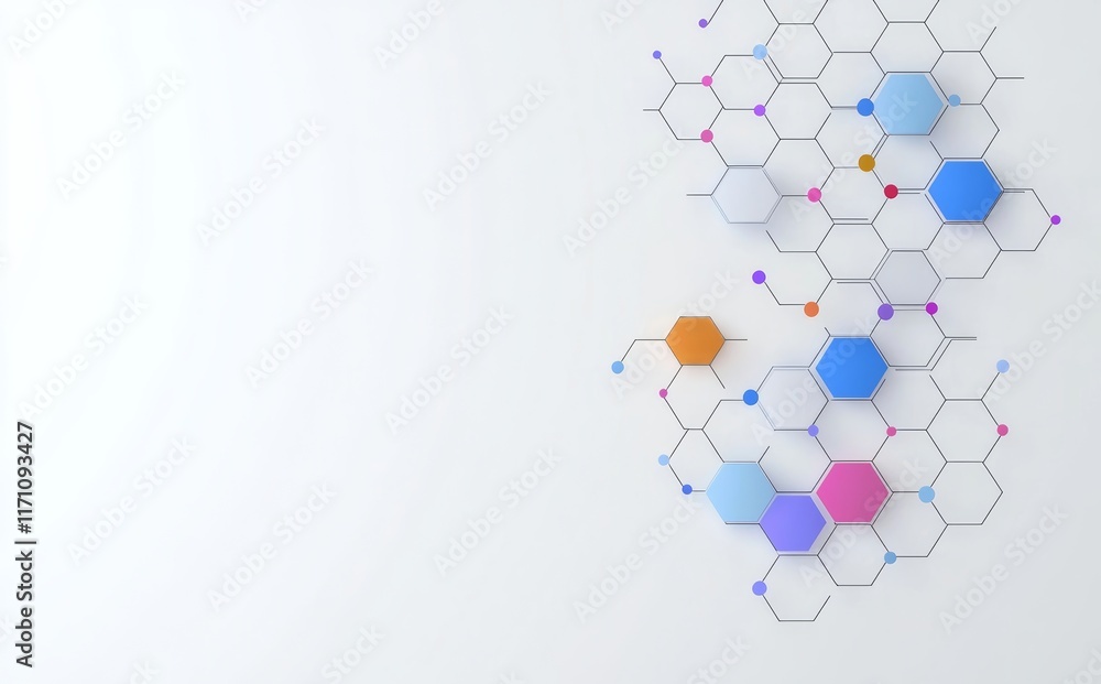 Poster a hexagons design, utilizing simple hexagonal shapes, forms a geometric abstract background. great f