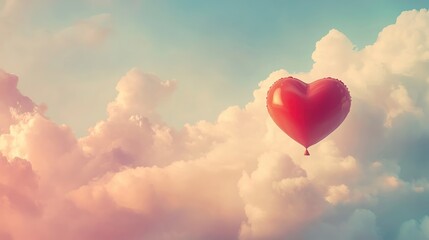 Fototapeta premium Valentine banner background of heart shape balloon in the air