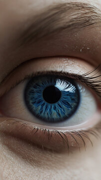 A macro closeup of a blue eye.