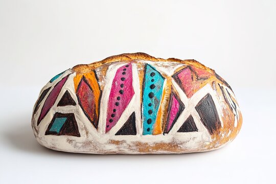 Colorful, decorative loaf showcases intricate patterns and artis