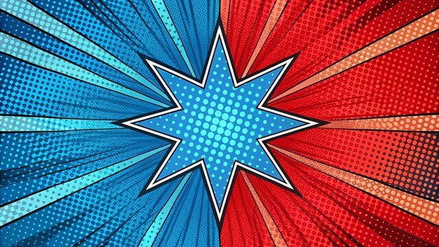 Retro Comic Book Background: Red & Blue Duotone, Vintage Design, Copy Space