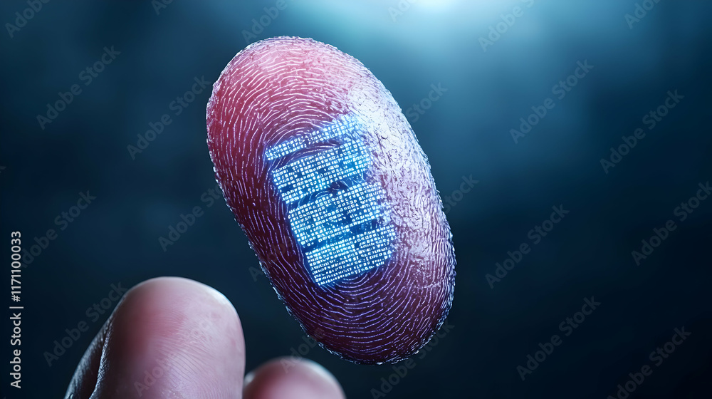Poster digital fingerprint data security biometric authentication