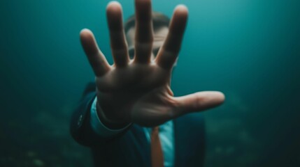 A submerged figure extends a hand, as if signaling for help, creating a sense of urgency and mystery.