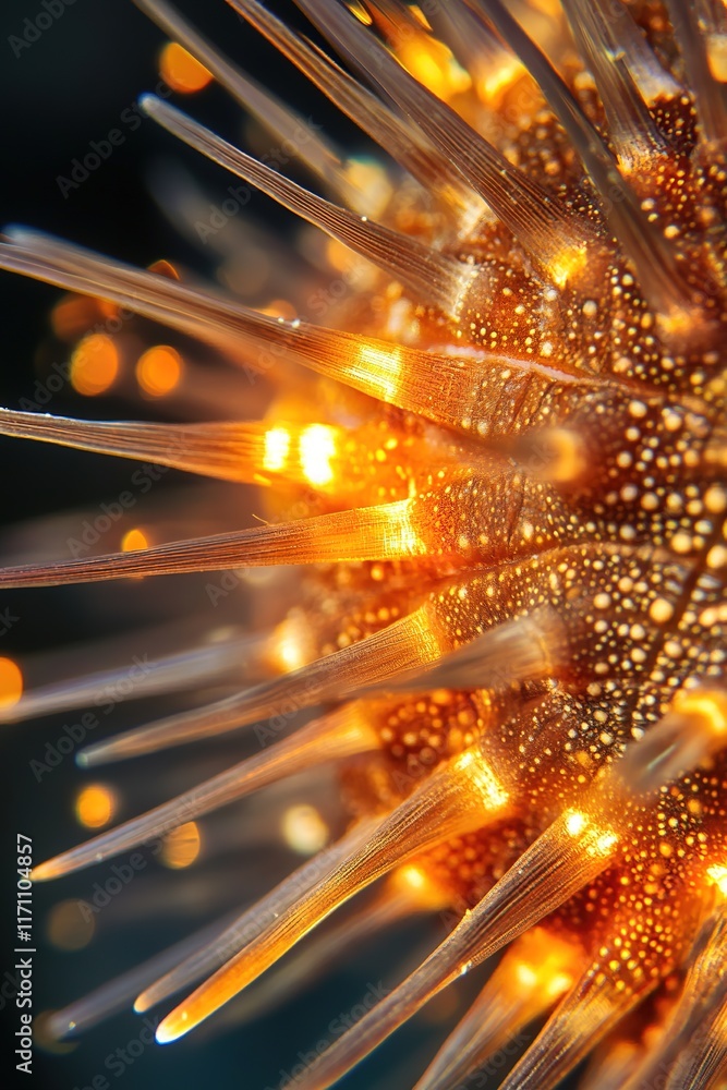 Poster intricate patterns of light radiate from central luminous struct