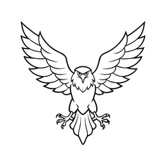 Obraz premium Flying Eagle Line Drawing with Sharp and Bold Features