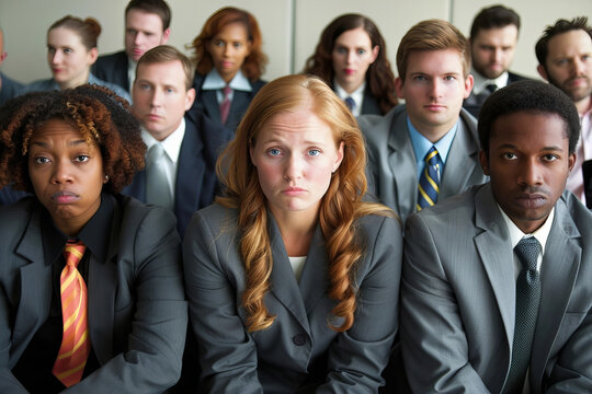 Team Feeling Diverse and Bored During Office Presentation Meeting