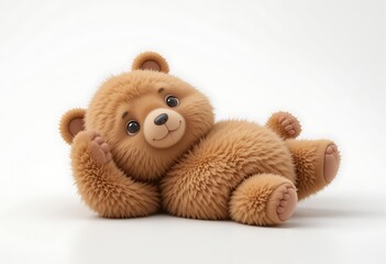 Fototapeta premium Cartoon Bear Lying Down, Relaxing, and Adorable. Generative AI