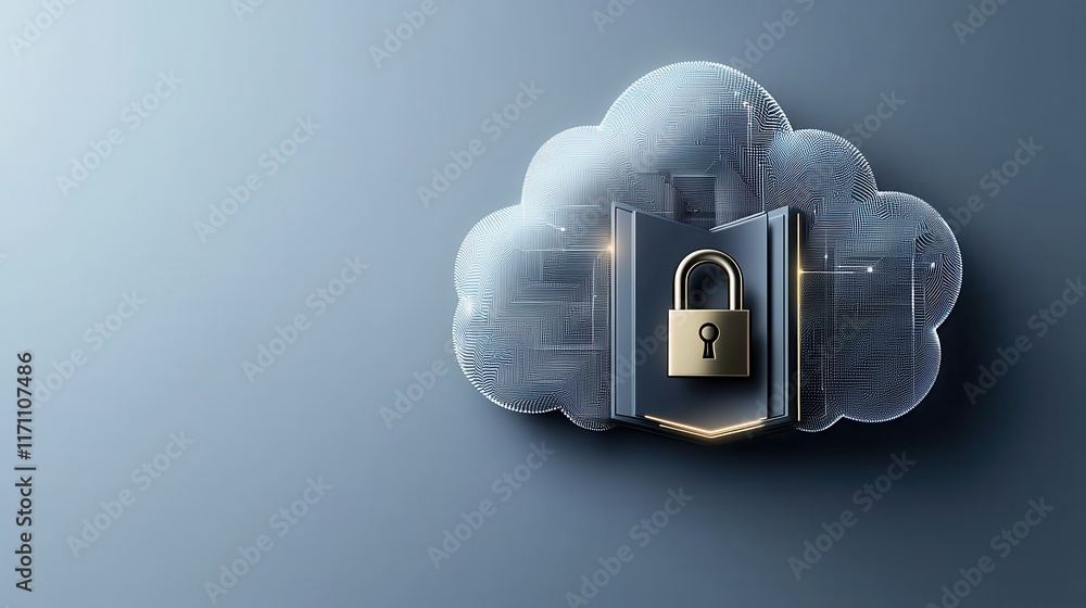 Aufkleber a digital cloud symbol featuring a padlock, representing secure data storage and protection in the c