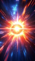 Abstract Marketing Strategies Colorful Light Beams Converging on a Central Point, Futuristic Design