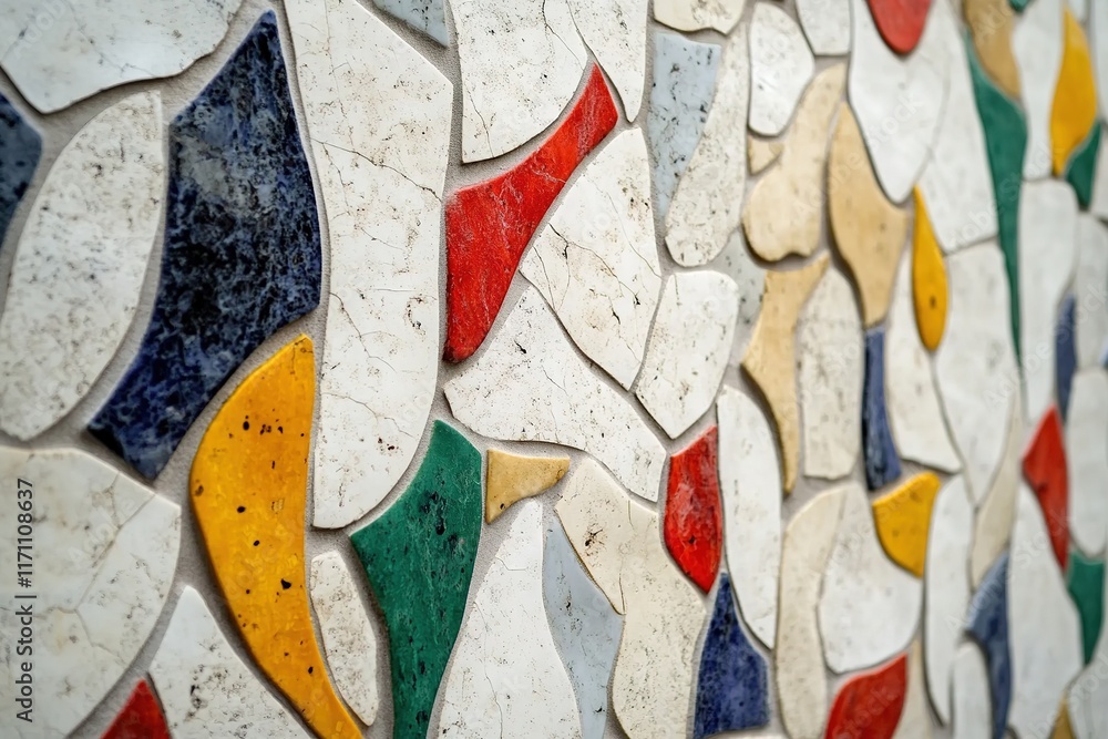 Poster colorful mosaic pattern with irregular shapes, showcasing vibran
