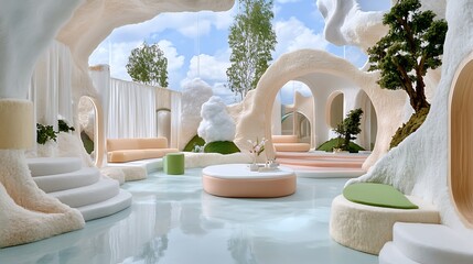 Fototapeta premium Serene Cloud Cave Interior Design Modern Relaxing Space