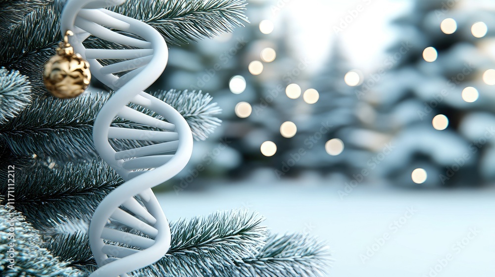 Poster double helix dna structure elegantly designed against a luminous blue backdrop featuring soft bokeh 