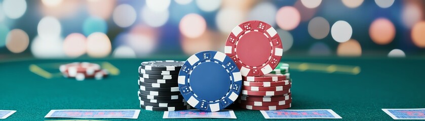 Naklejka premium Casino poker chips on table