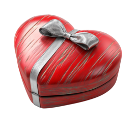 Valentines wooden heart-shaped gift box against a transparent background, Valentines gift box png image