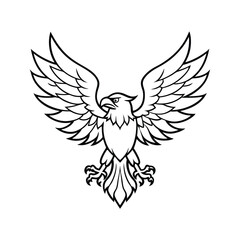 Obraz premium Flying Eagle Line Drawing with Sharp and Bold Features