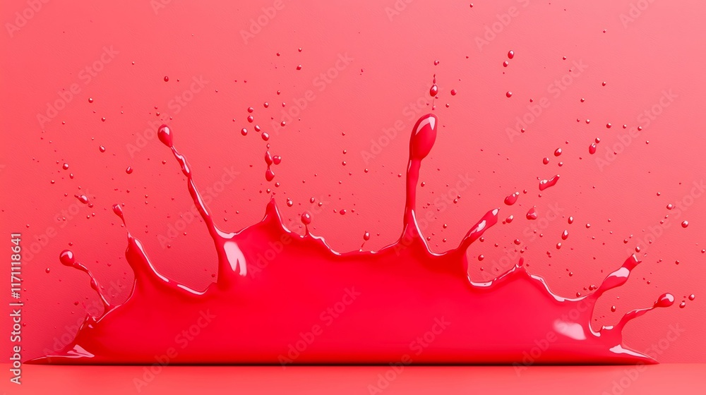 Poster bright red paint splash against a matching background, showcasing vibrant color and dynamic movement