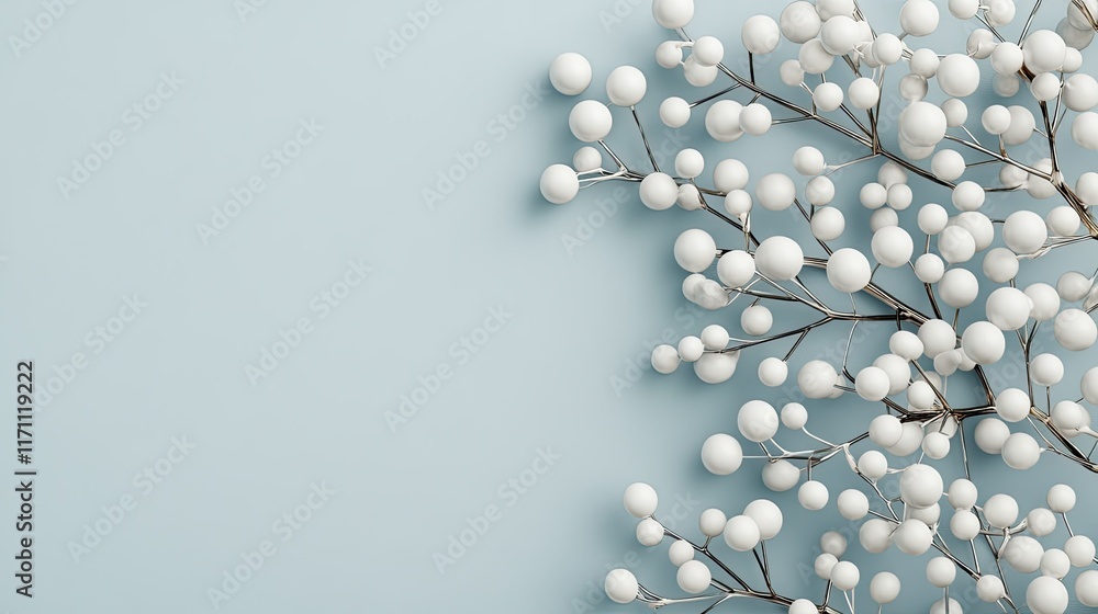 Poster abstract design featuring a network of connected dots and structures representing global technology 