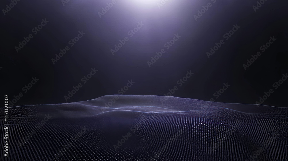Aufkleber An artistic interpretation of data technology. The futuristic, abstract background is dark, with a wave created from dots and lines connecting, giving the impression of a particle wave.