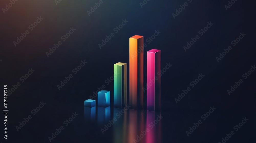 Poster A dynamic D bar chart showcasing fluctuating financial data, featuring glossy bars in different colors, reflecting light and adding depth to the presentation.
