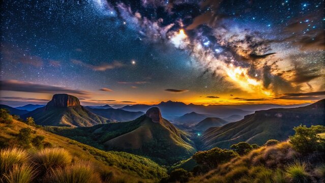 Serra da Canastra National Park Night Photography: Starry Sky Over Brazilian Landscape