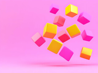 Obraz premium Pink Yellow Cubes 3D Abstract Background