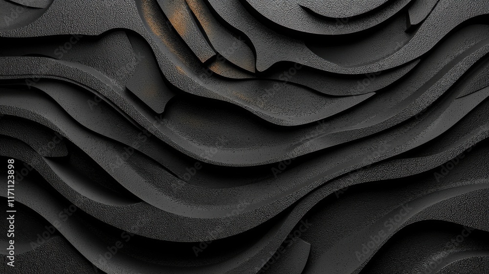 Poster the intricate play of light and shadow in a captivating abstract composition of fluid forms and geom