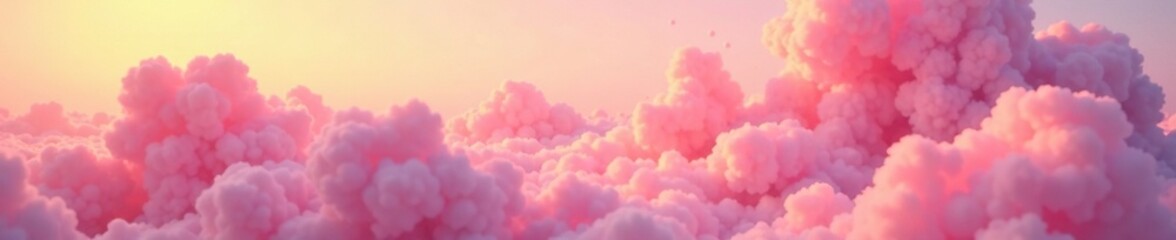 Fototapeta premium Liquid cloud of pink and yellow hues suspended, pastel, airy, warm