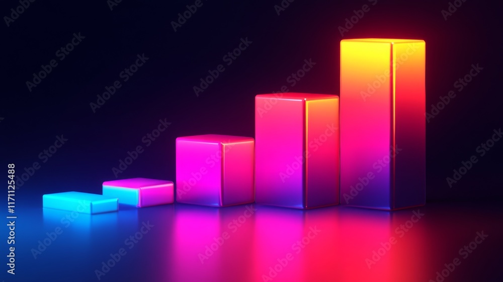 Aufkleber a high-contrast d bar chart illustrating revenue growth, with sharp edges and a glossy finish, drawi