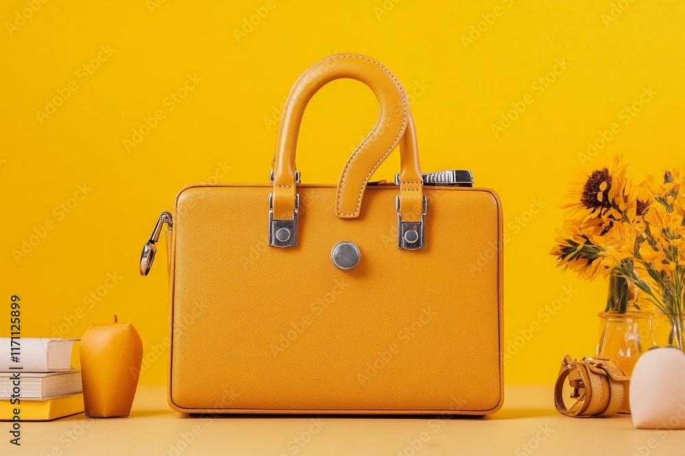 Poster a clean and modern depiction of a question mark and briefcase, symbolizing job interviews, in a mini