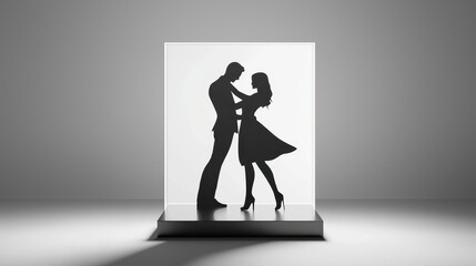 Obraz premium Silhouette of a Romantic Couple Embracing Minimalist Art Modern Love Elegant Design