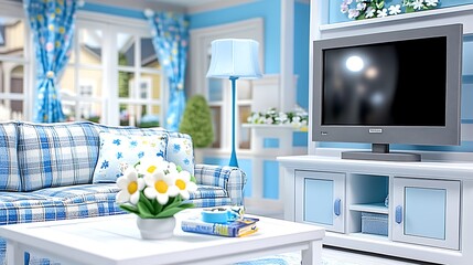 Cozy Blue Living Room Interior Design