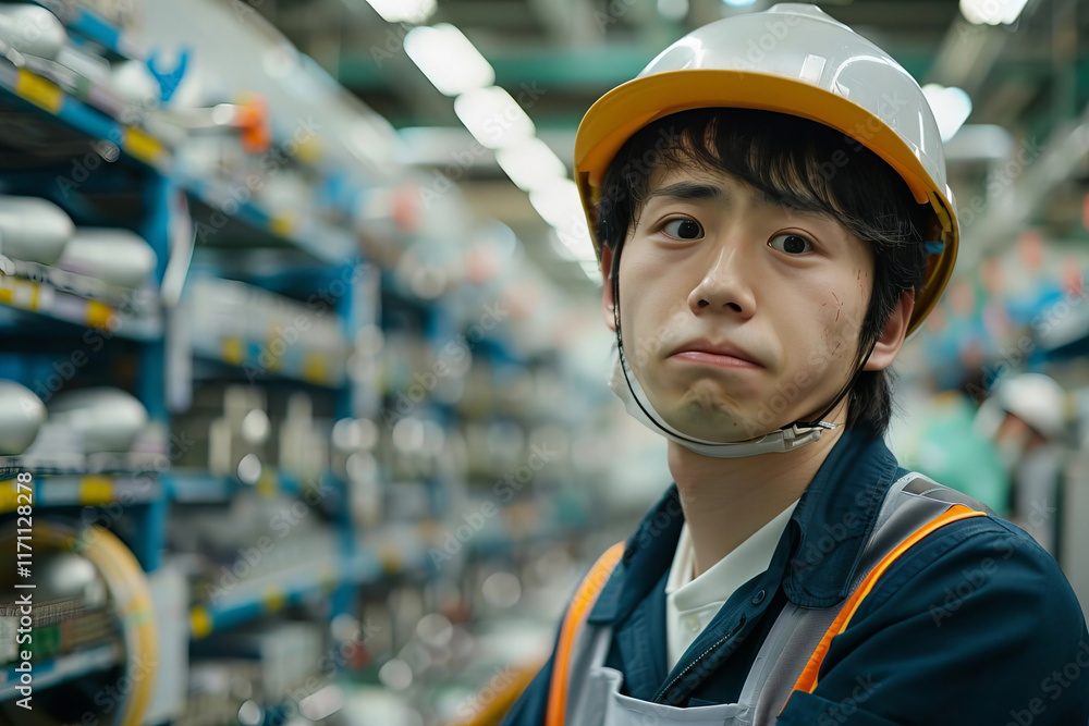 Poster engineer suffering from headache in automated semiconductor assembly line