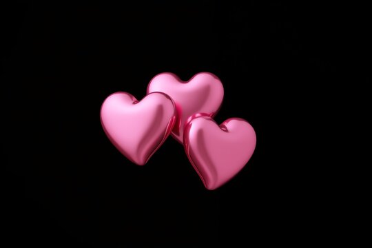 pink hearts on blck background