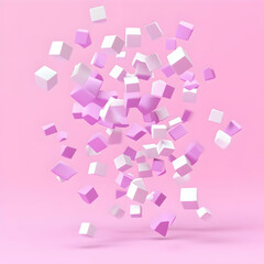 Pink White Cube 3D Abstract Background
