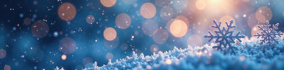 Fototapeta premium Shimmering silver bokeh with glittering snowflakes and icicles, sparkles, icicles