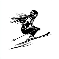 Happy skier skiing in winter.