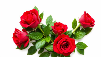 Fototapeta premium Happy valentine's day text romantic bouquet of freshly picked red flowers and gift box butterfly with white background