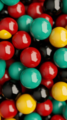 Abstract 3D Red Yellow Green Balls Background