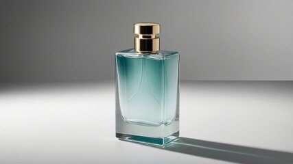Serene Teal Perfume Bottle: Minimalist Glass Fragrance Design