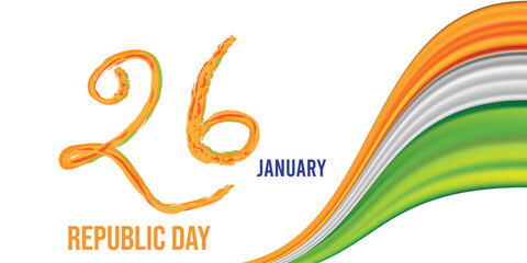 January 26 is celebrated as Republic Day in India. Happy Republic day of India festival with wave.	
