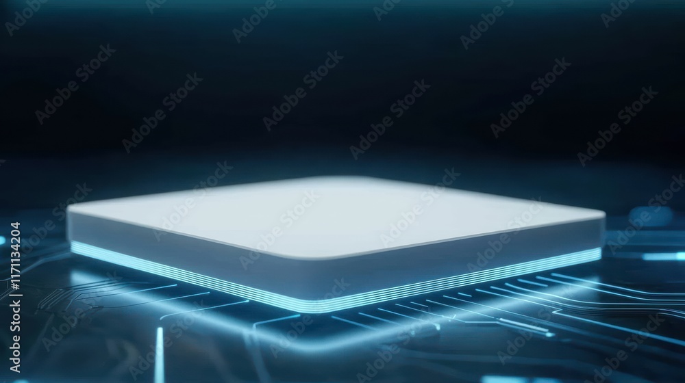 Poster Futuristic Microchip Design with Soft Lighting and Abstract Circuit Patterns