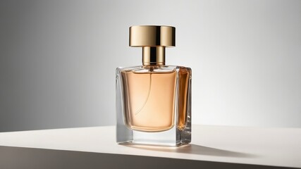 Elegant Amber Perfume: A Golden-Capped Glass Bottle