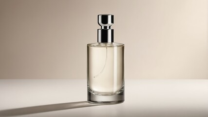 Elegant Glass Perfume Bottle: Minimalist Design, Soft Light