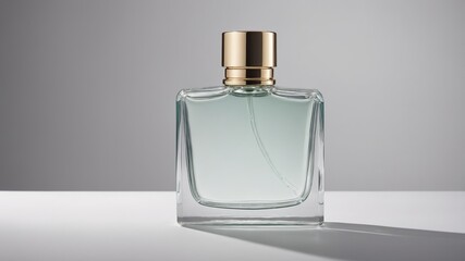 Elegant Glass Perfume Bottle: Minimalist Design, Soft Green Scent