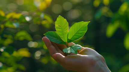 Reduce CO2 emission concept. A hand holds a green CO2 emissions symbol, representing carbon footprint awareness, net zero, and carbon neutrality. Climate change, Global warming, Greenhouse gas,