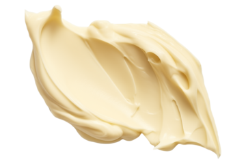 A smear of cocoa butter isolated on a transparent background, top view.