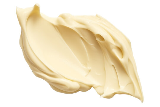 A smear of cocoa butter isolated on a transparent background, top view.