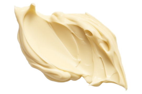 A smear of cocoa butter isolated on a transparent background, top view.